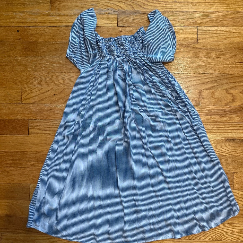 Cooperative off the shoulder Blue Sleeve Sundress